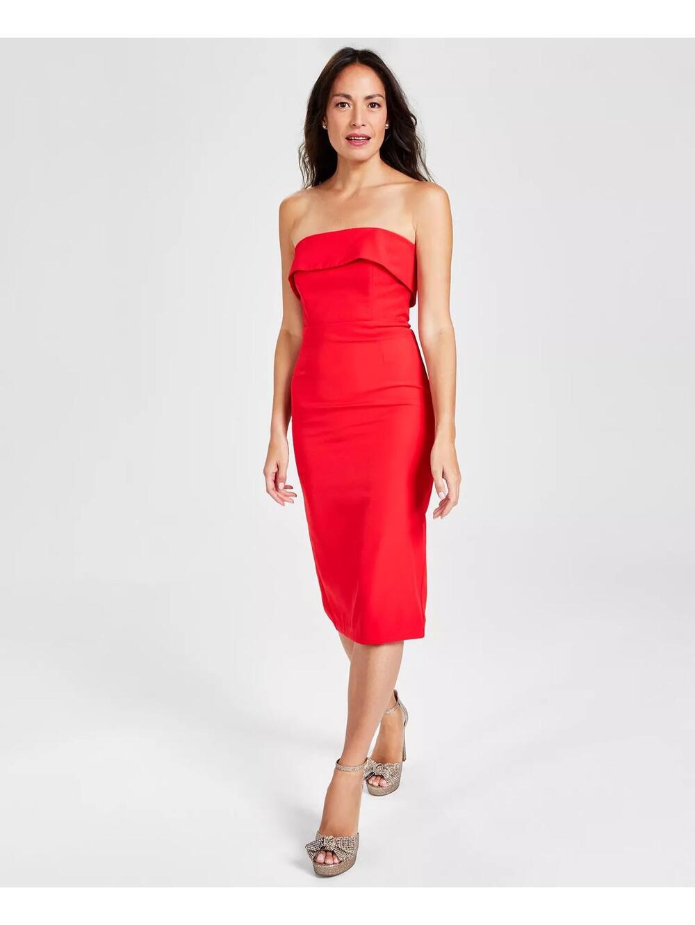 NWT Bardot Red Georgia Strapless Sheath Dress Size 10 (XL)